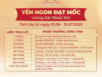 CHƯƠNG TRÌNH KHUYẾN MÃI THÁNG 6 CỦA YẾN SÀO LIKE NEST