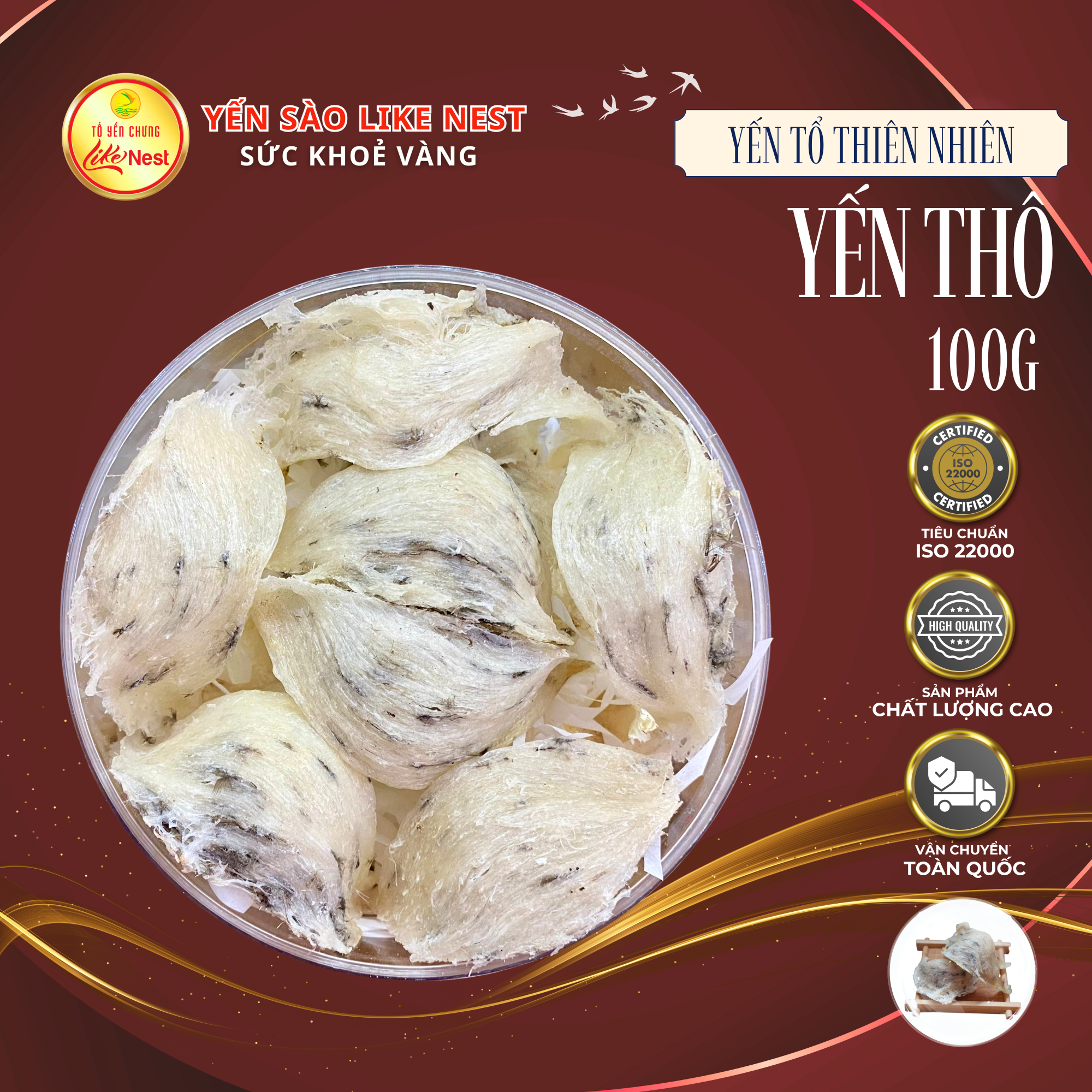 Yến Sào Cao Cấp LIKE NEST - Tinh Chế VIP 1 kèm hộp quà sang trọng