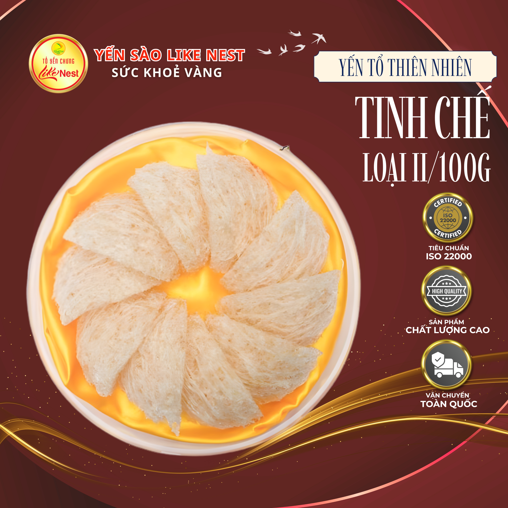 Yến sào tinh chế loại VIP 2 của Yến Sào LIKE NEST – Quà tặng sức khỏe đẳng cấp