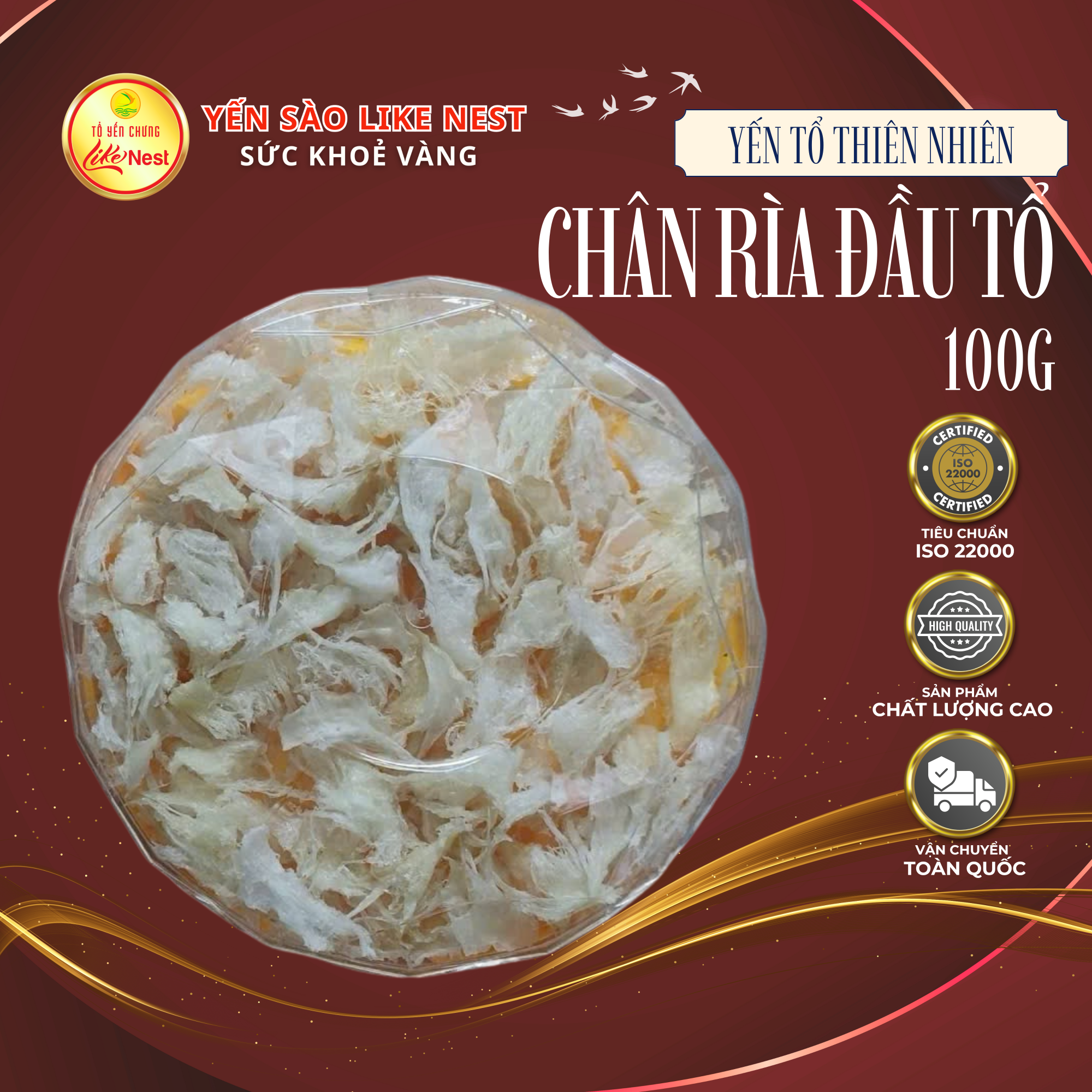   Chân Yến Rìa Đầu Tổ 100g | Like Nest - Sức Khỏe Vàng